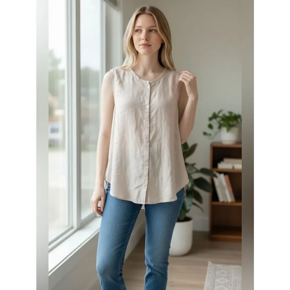 Unsubscribed light pink New silk sleeveless top blouse Small